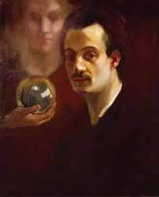 Autorretrato y Musa, painting by Kahlil Gibran, 1911