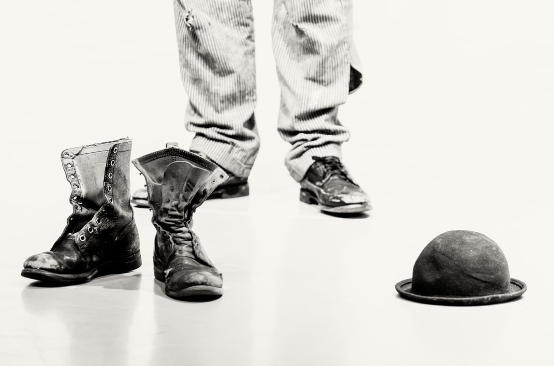 boots, legs and bowler hat from Waiting for Godot