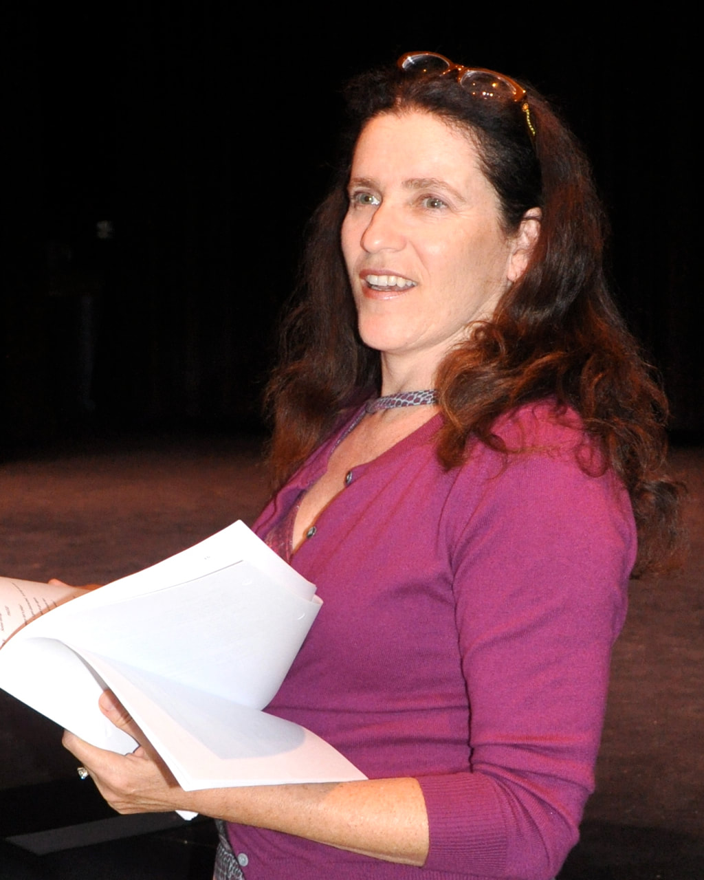 Aimee Greenberg at a rehearsal for the play Light Falling Down